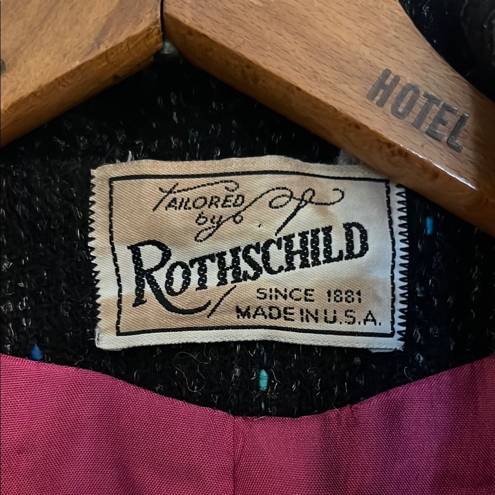 Vintage 1980s Rothschild Wool Black Coat with Multi Color Sprinkles